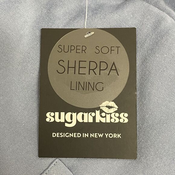 Sugar Kiss Women's Sherpa Lined Hoodie Zip Up Blue M - Picture 3 of 8